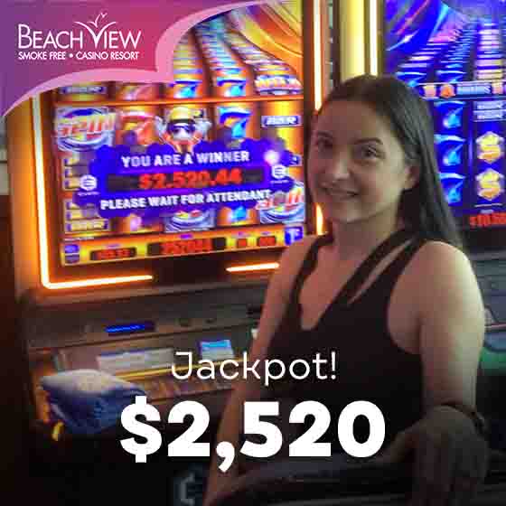 Leslie A. of Panama City, Florida won $2,520 on a Moneyball slot machine in Beach View Casino on April 5, 2024