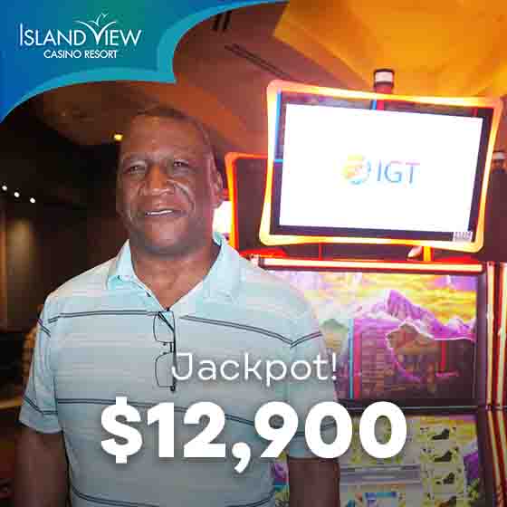 Thomas E. of Georgia won $12,900 on a Cat Peak slot at Island View Casino on March 22nd.